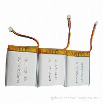 Li-polymer Batteries, 3.7V Voltage, 950mAh Capacity